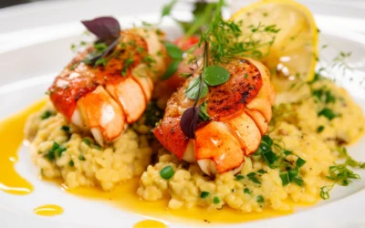 Lobster Tail with Saffron Sauce and Herb-Infused Risotto