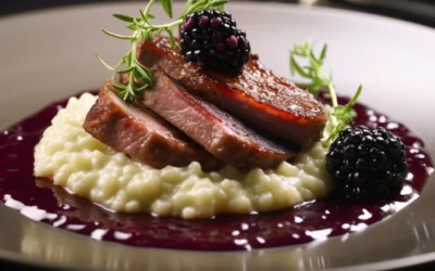 Blackberry Glazed Sous Vide Duck Breast with Truffle Infused Risotto