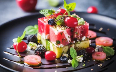Watermelon Berry Salad with Feta and Cucumber